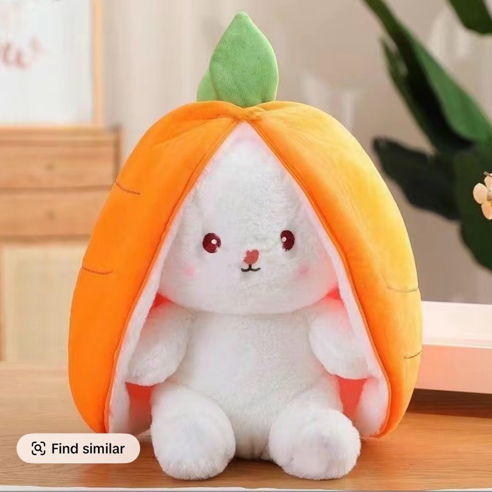 Cute large White Plush Bunny turn into carrot 35 cm